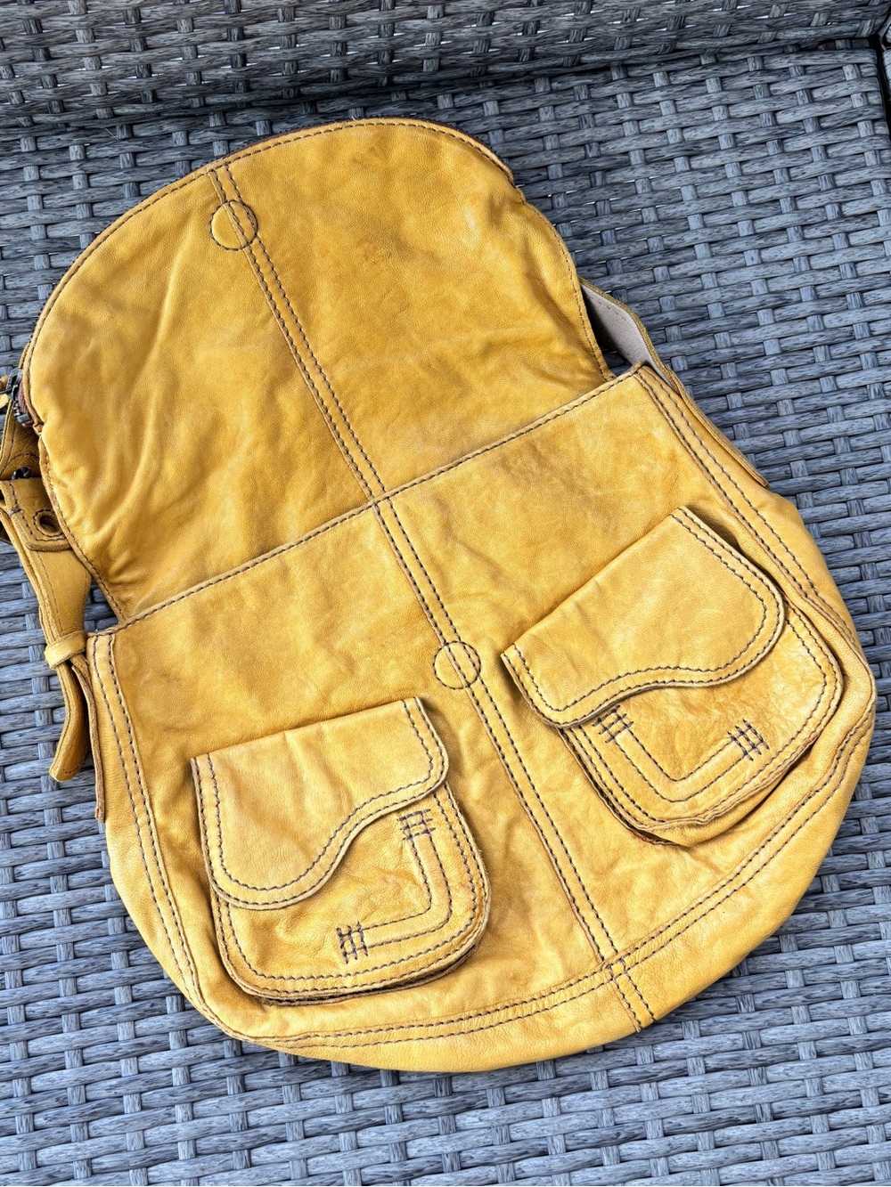 Lucky Brand Yellow Genuine Lamb Leather - Slouchy Shoulder Bag - Picture 3 of 15